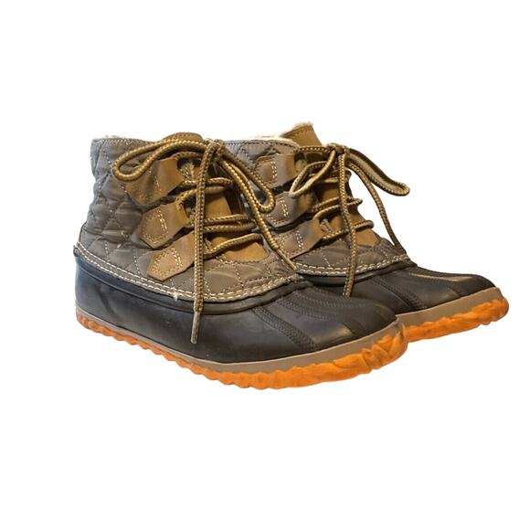 JBU Women's Nala Duck Boots Size 6 M Brown & Tan Lace Up Rain Cold Weather Shoe - Picture 9 of 13